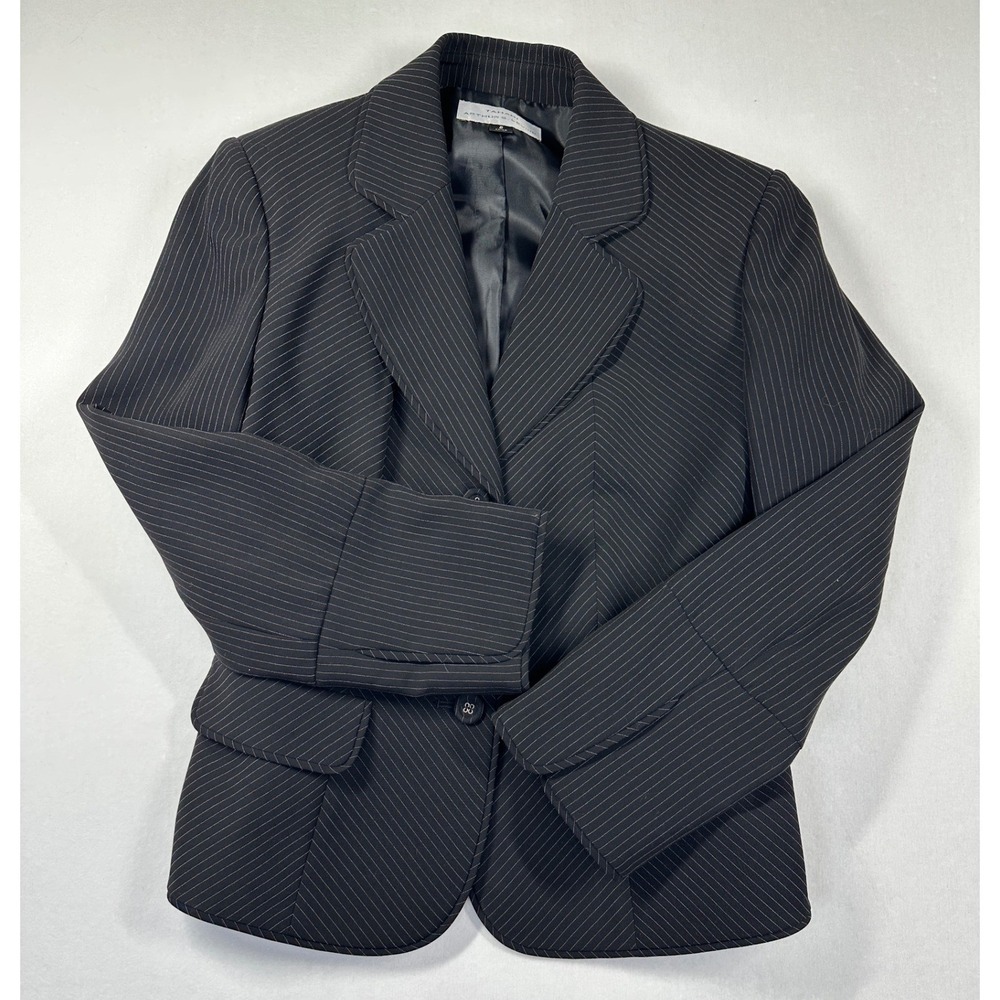 Vintage Y2K Tahari Arthur Levine Blazer 6 Black Pinstripe Designer Career Jacket - Picture 12 of 12